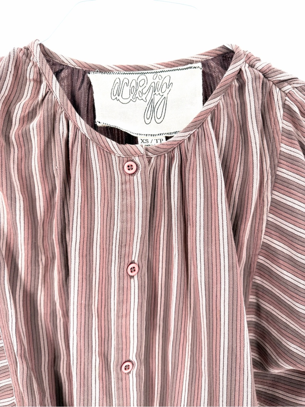 Ace & Jig 100% Cotton Contemporary Boho Striped Button-down Short Sleeve Top - Picture 5 of 6